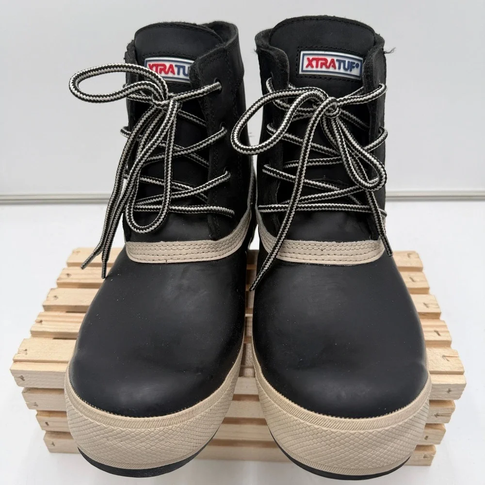 Xtratuf Legacy‎ Lace Waterproof Winter Boots Women's 6 Inch Black Tan Size 10